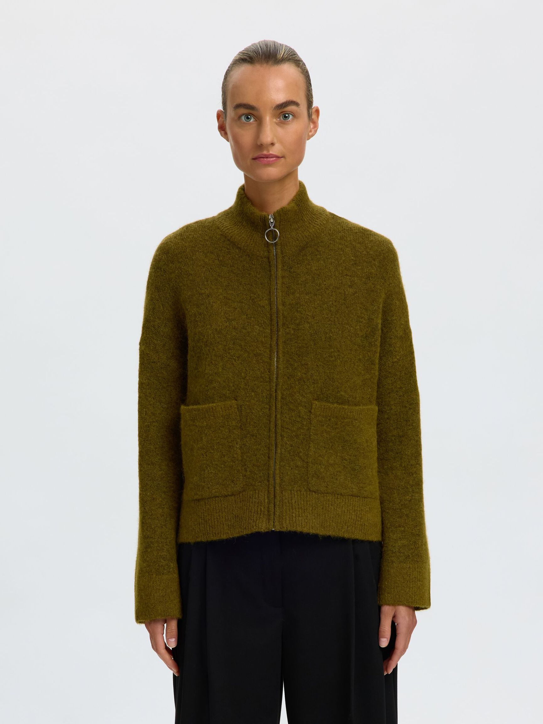 SELECTED Sia Ras Zipper Cardi - Kalamata