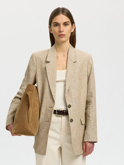 SELECTED Stella Large Suede Bag in Tan