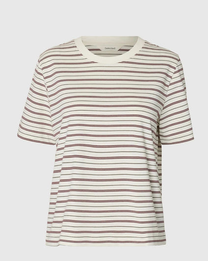 SELECTED SS Striped Boxy Tee - Delicioso, Multi