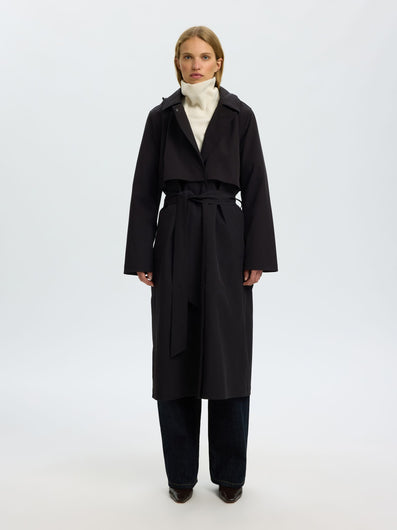 SELECTED Tech Trenchcoat - Black
