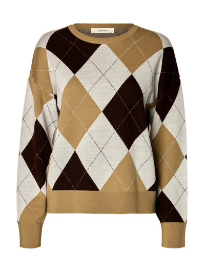 SELECTED Thea LS Argyle Knit - Kelp