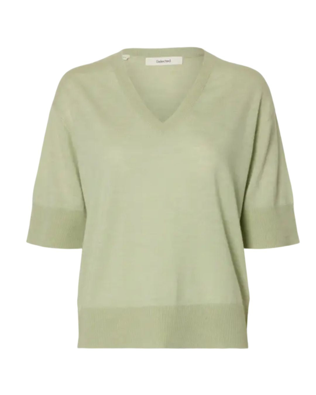 SELECTED Thea SS Knit V in Lint