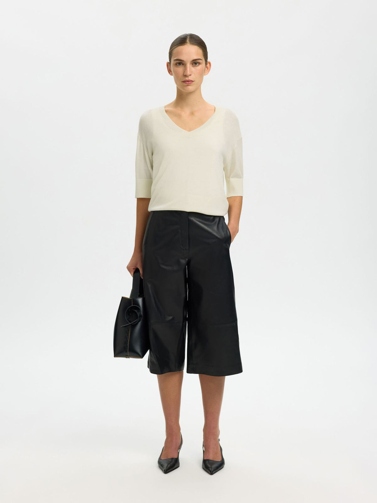 SELECTED Thea SS Knit in Egret