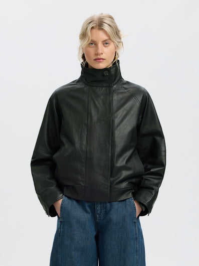 SELECTED Zenia Leather Jacket - Black