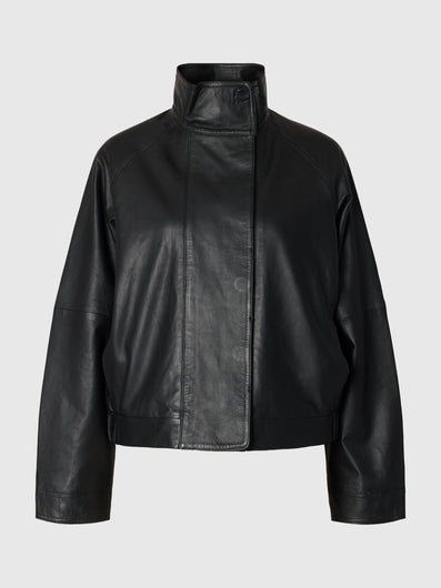 SELECTED Zenia Leather Jacket - Black