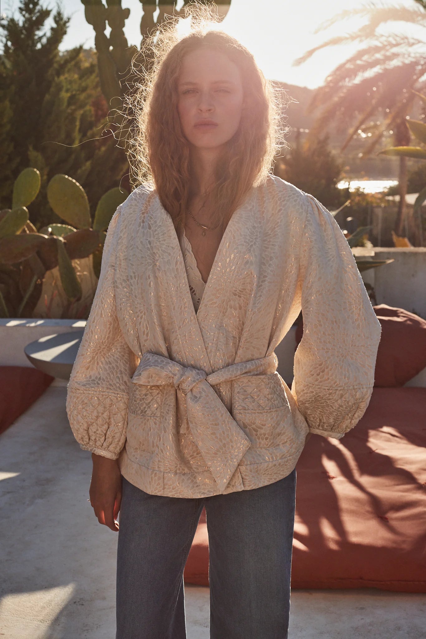 FAUNE Soller Jacket in Oyster, Gold