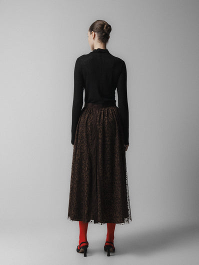 Emin + Paul Layered Skirt in Brown Leopard