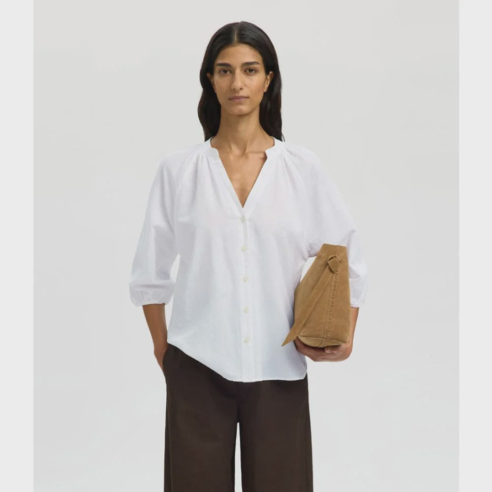 SELECTED Cleo Alberta Linen Blend Shirt in Bright White