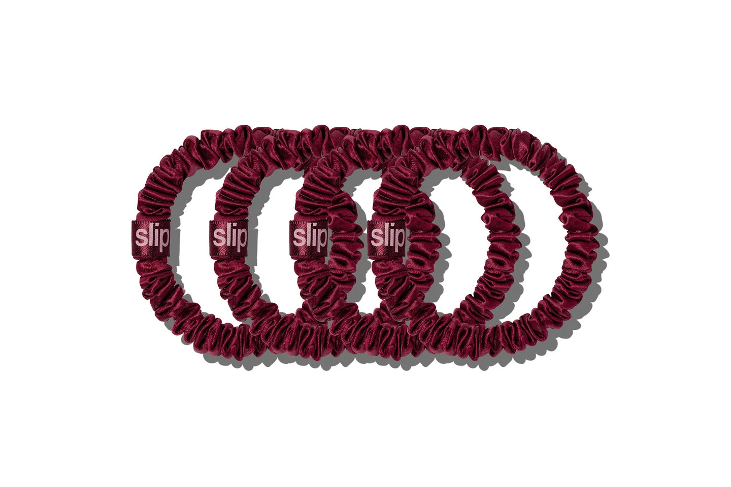 SLIP Skinny Scrunchies Pack of 4 in Maroon