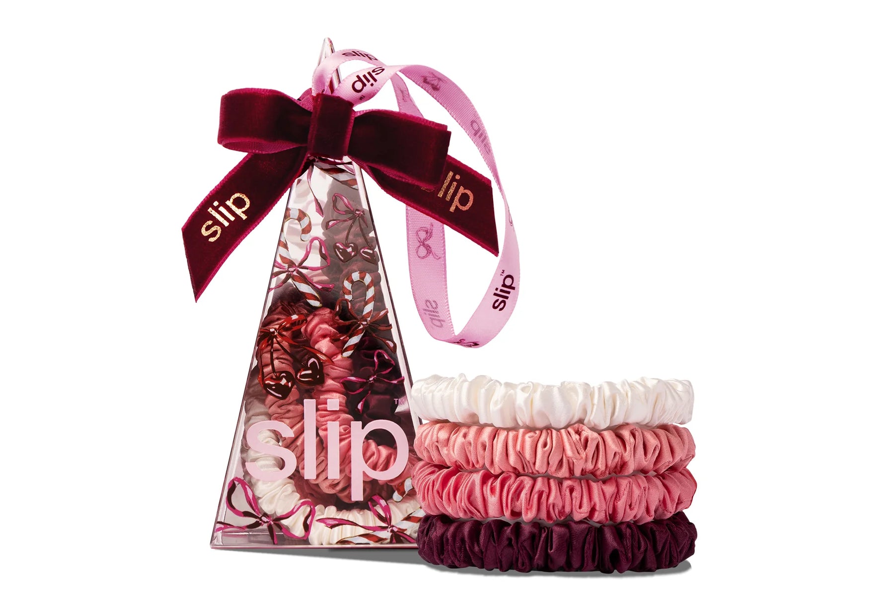 SLIP Set of 4 Ornament Scruchies in Candy Cane
