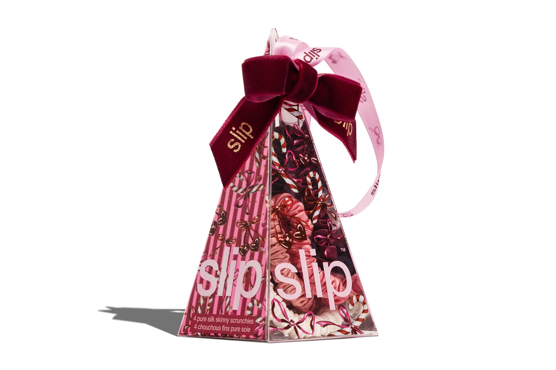 SLIP Set of 4 Ornament Scruchies in Candy Cane