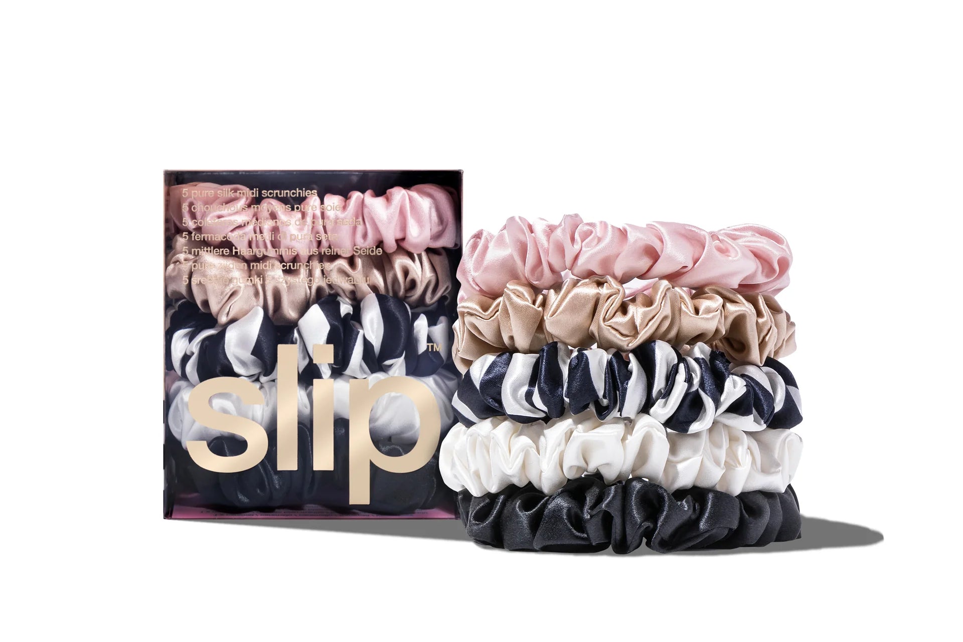 SLIP Midi Scrunchies Set of 5 in Multi