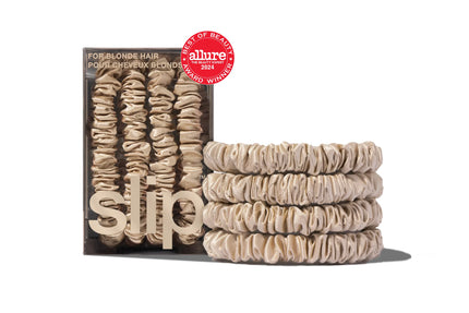 SLIP Back to Basics Pure Silk Skinny Scrunchies in Blonde