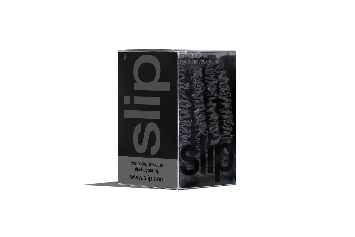 SLIP Back to Basics Pure Silk Skinny Scrunchies in Black