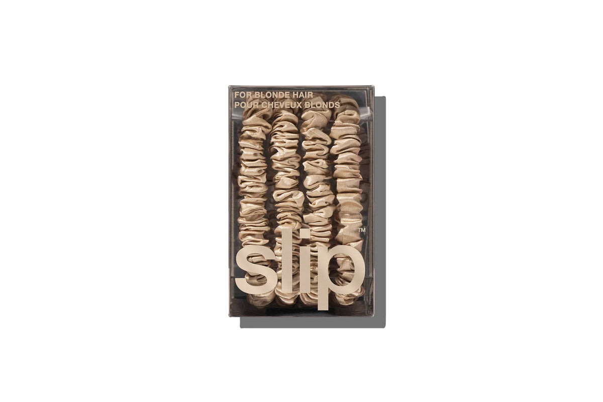 SLIP Back to Basics Pure Silk Skinny Scrunchies in Blonde