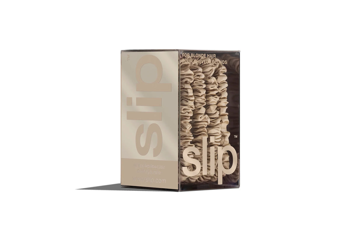 SLIP Back to Basics Pure Silk Skinny Scrunchies in Blonde