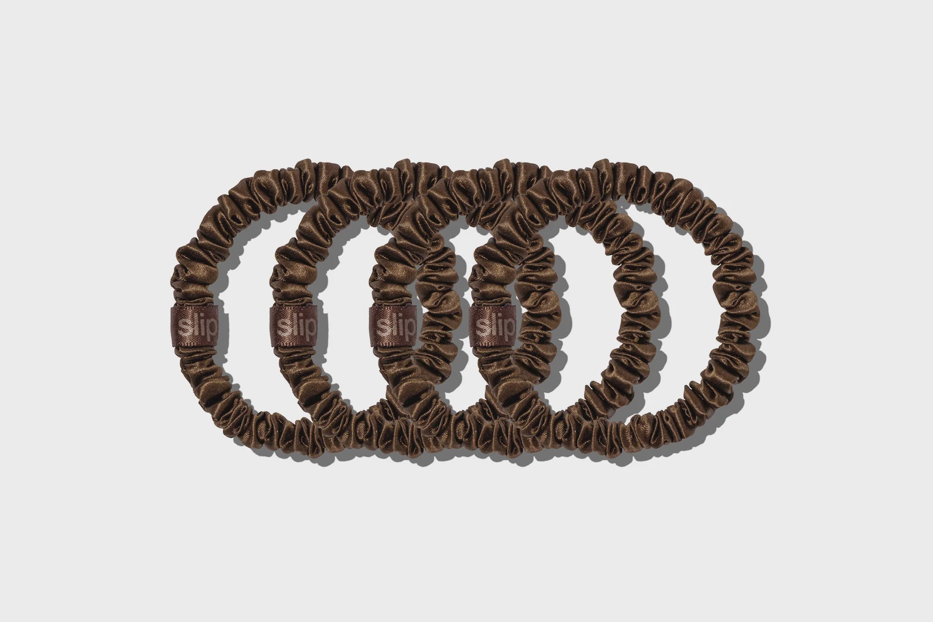 SLIP Back to Basics Pure Silk Skinny Scrunchies in Dark Brown