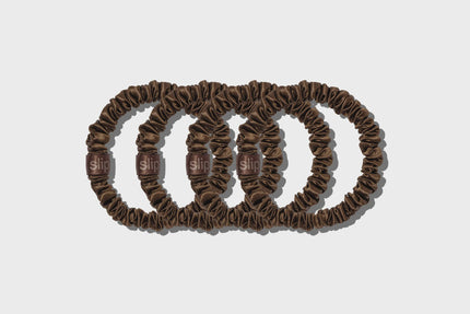 SLIP Back to Basics Pure Silk Skinny Scrunchies in Dark Brown