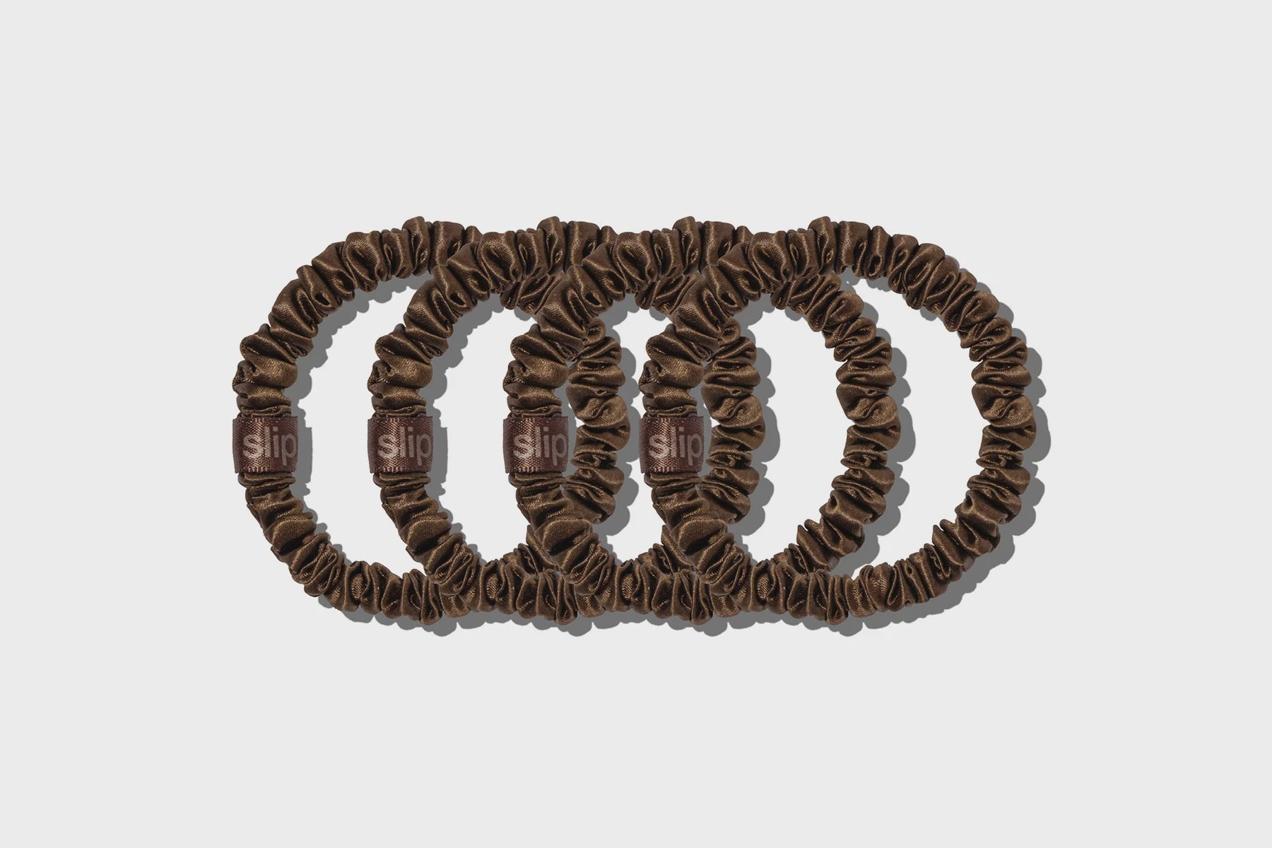 SLIP Back to Basics Pure Silk Skinny Scrunchies in Dark Brown