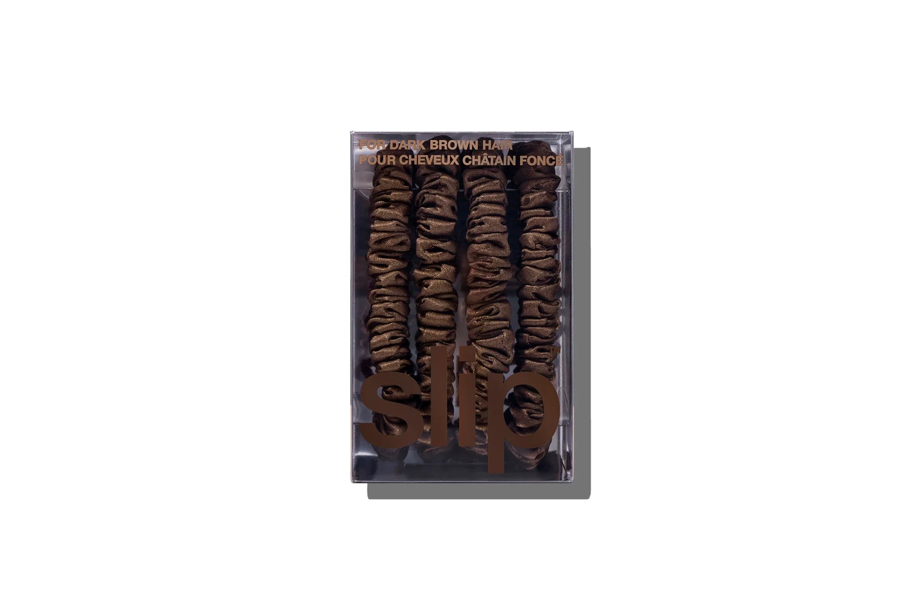 SLIP Back to Basics Pure Silk Skinny Scrunchies in Dark Brown