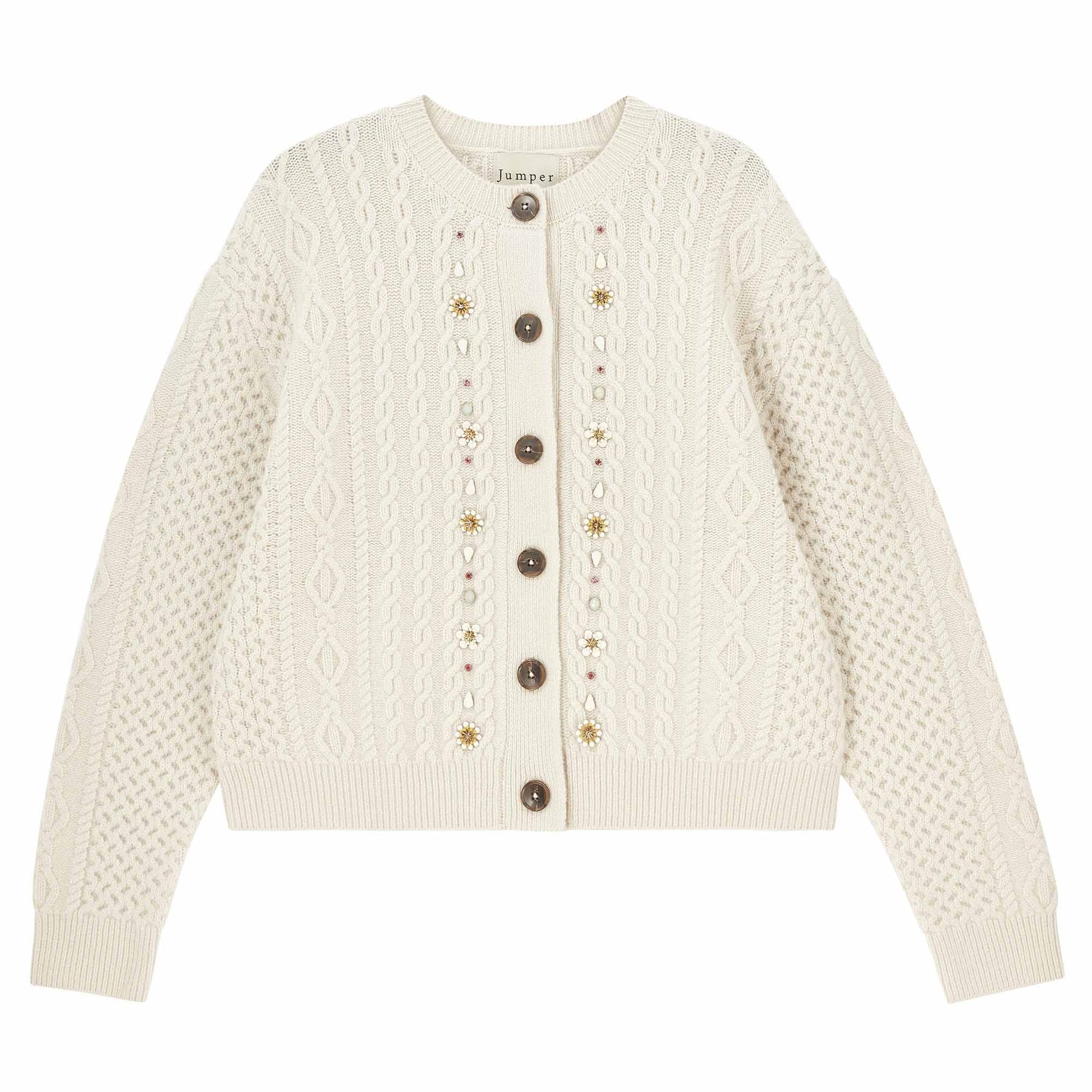Jumper 1234 Jewel Cable Cardigan in Jasmine