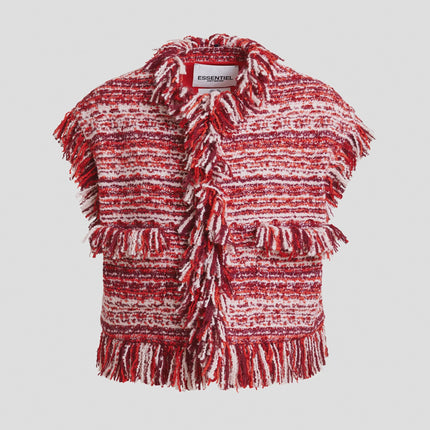 Essentiel Antwerp Ishani Fringed Gilet in Santa Claus