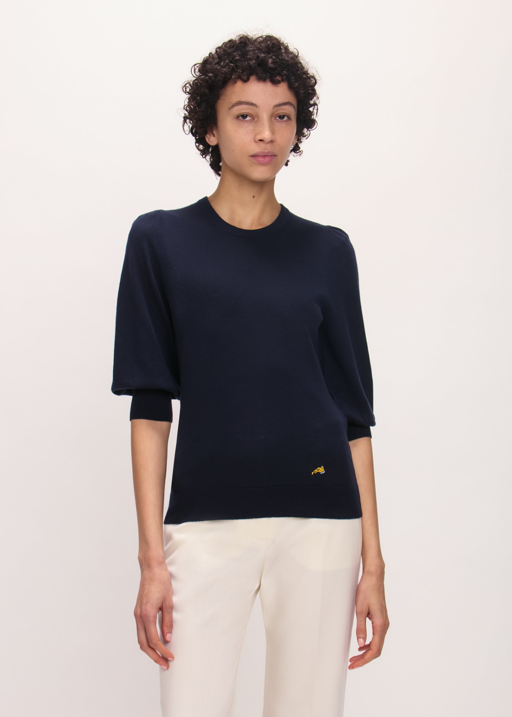 Bella Freud Puff Sleeve Jumper in Navy