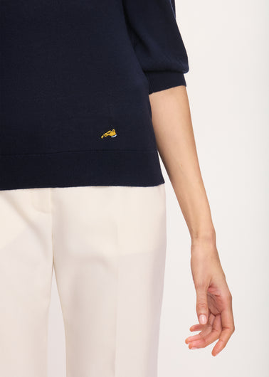 Bella Freud Puff Sleeve Jumper in Navy