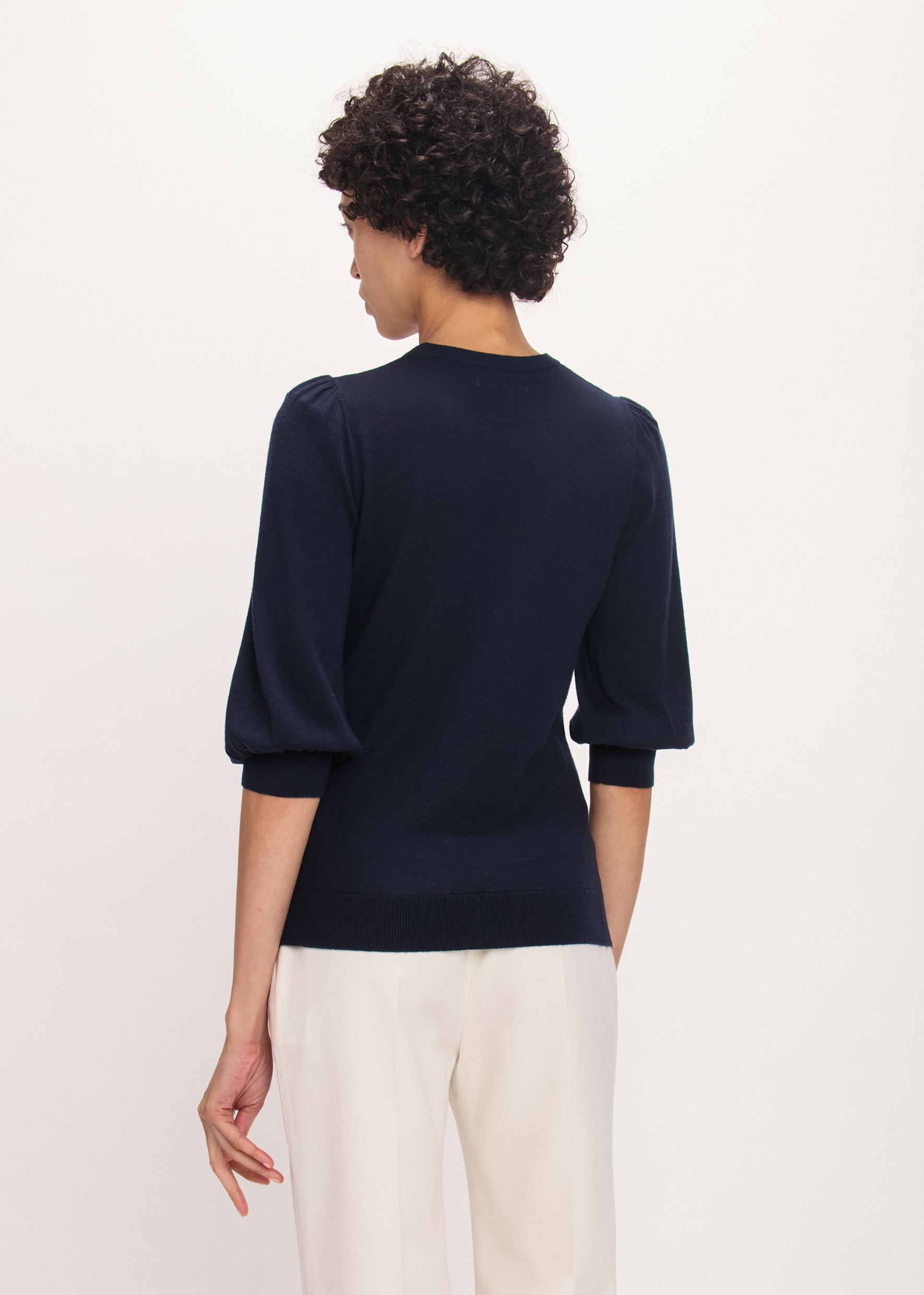 Bella Freud Puff Sleeve Jumper in Navy