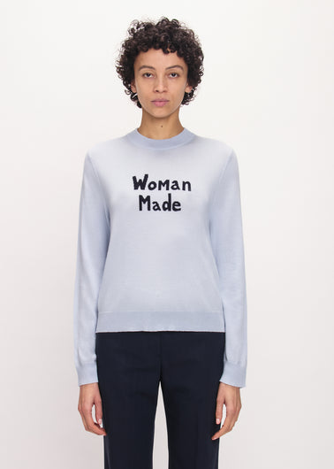 Bella Freud Woman Made Jumper in Pale Blue, Navy