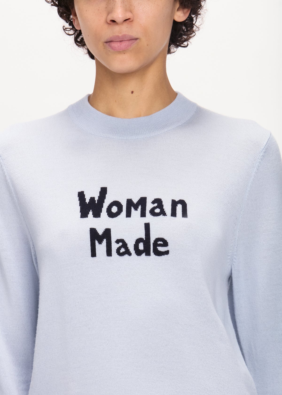 Bella Freud Woman Made Jumper in Pale Blue, Navy