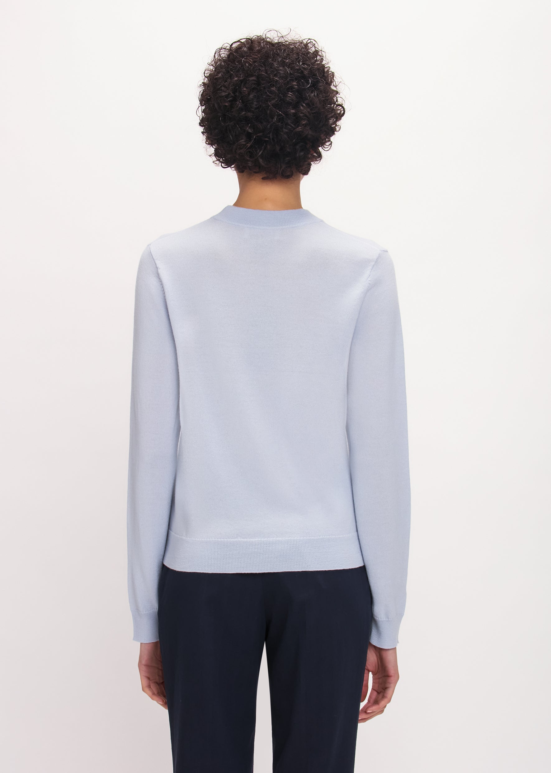 Bella Freud Woman Made Jumper in Pale Blue, Navy