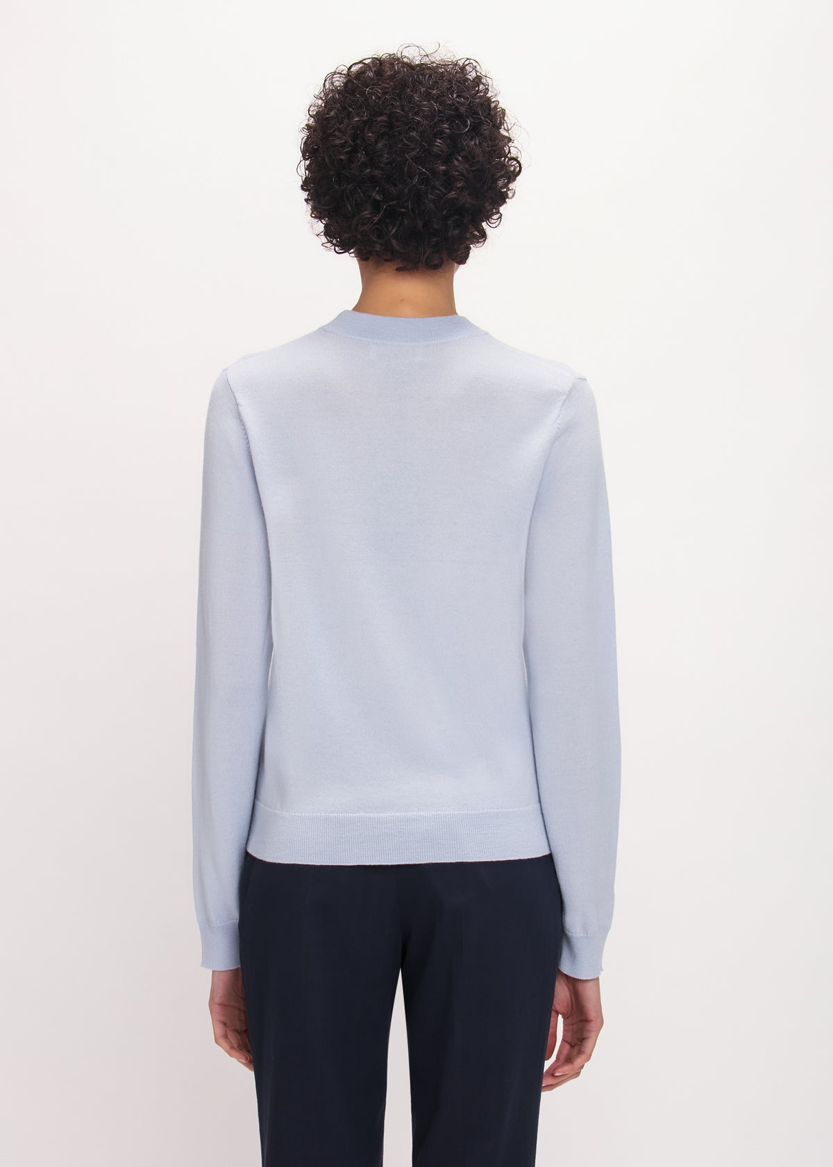 Bella Freud Woman Made Jumper in Pale Blue, Navy