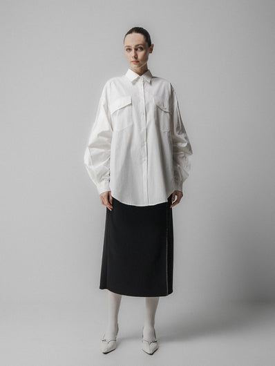 Emin + Paul Back Gathered Shirt in White