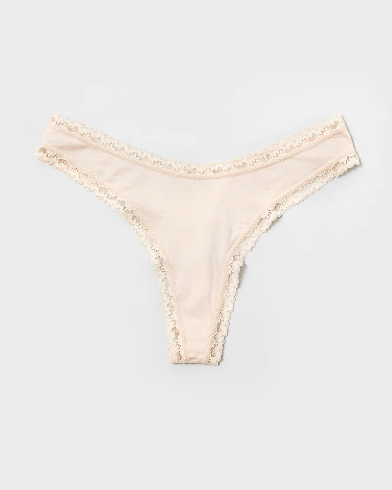Stripe & Stare Thong in Sand