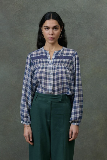 Louise Misha Jally Check Shirt in Blue