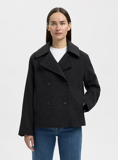 SELECTED Alma Pattern Jacket in Black, Grey
