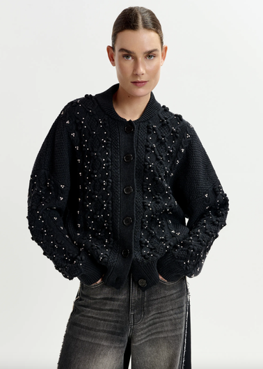 Essentiel Antwerp Iltimate Rhinestone Cardi in Black