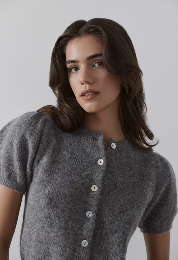 DÔEN Anisa Cardigan in Dark Heather Grey