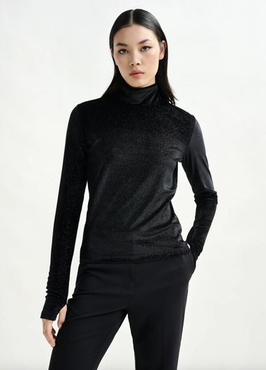 Essentiel Antwerp Indienne Velvet Jersey Top in Black