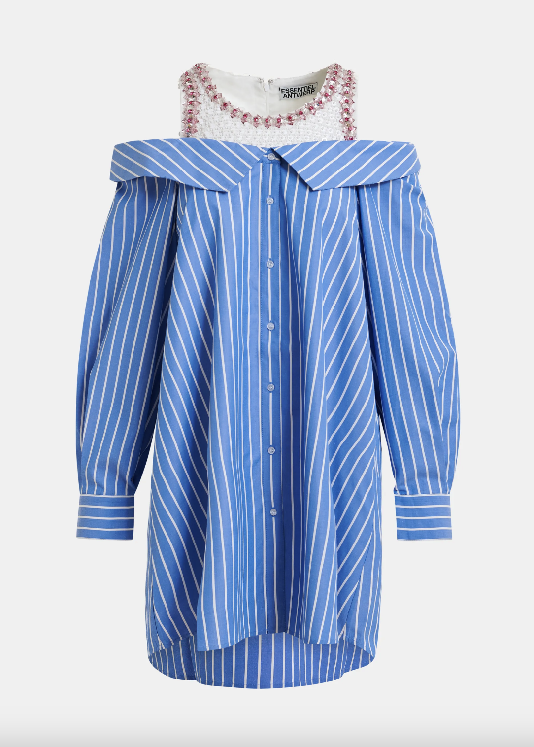 Essentiel Antwerp Jori Embellished Shirt Dress - Blue