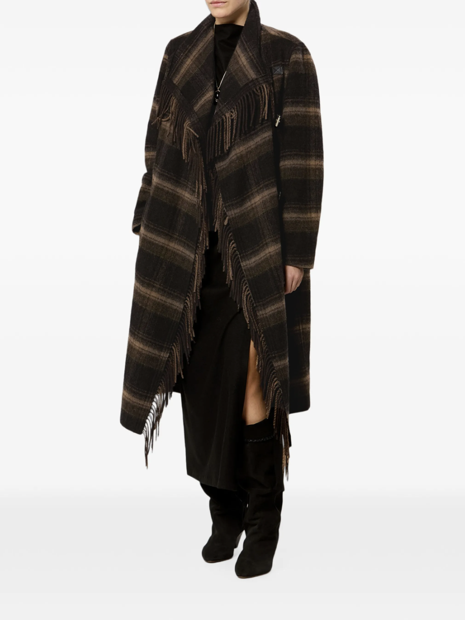 Marant Etoile Gihan Fringe Coat - Black, Khaki