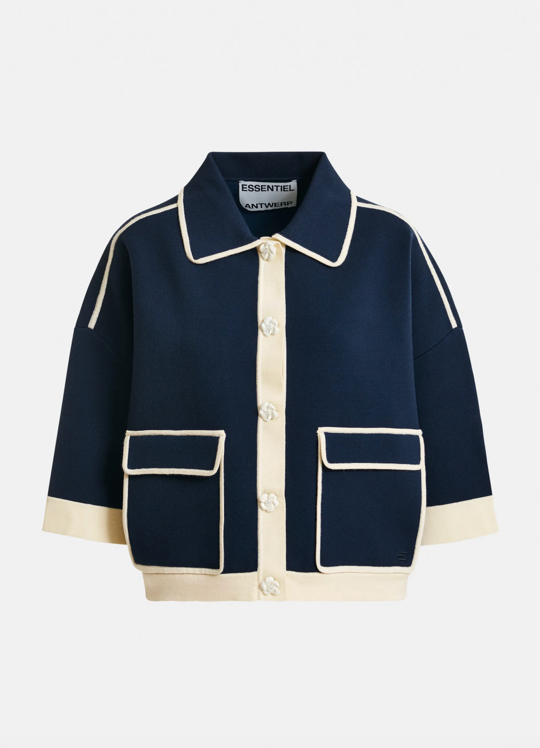 Essentiel Antwerp Jugly Knit Cardigan in Classic Navy