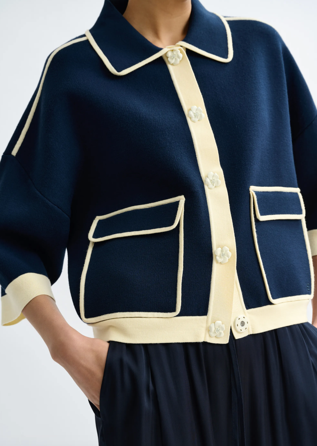 Essentiel Antwerp Jugly Knit Cardigan in Classic Navy