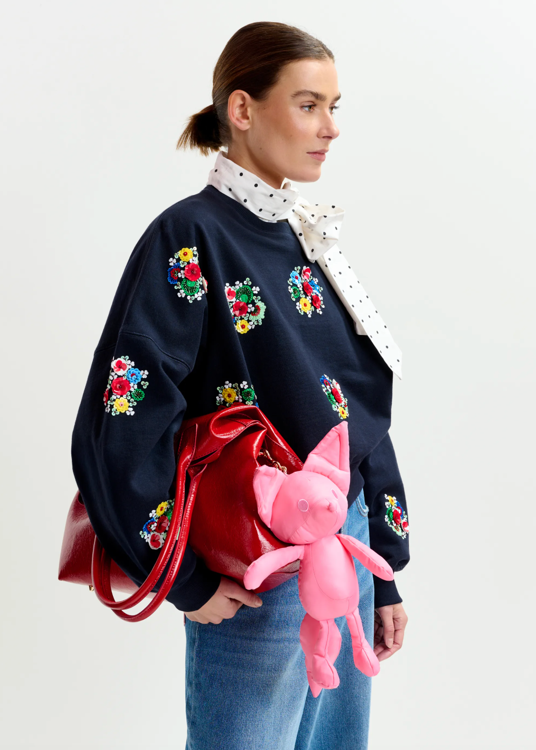 Essentiel Antwerp Itro Embroidered Sweatshirt in Navy