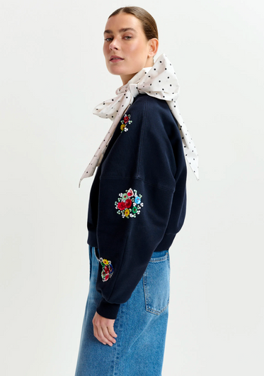 Essentiel Antwerp Itro Embroidered Sweatshirt in Navy