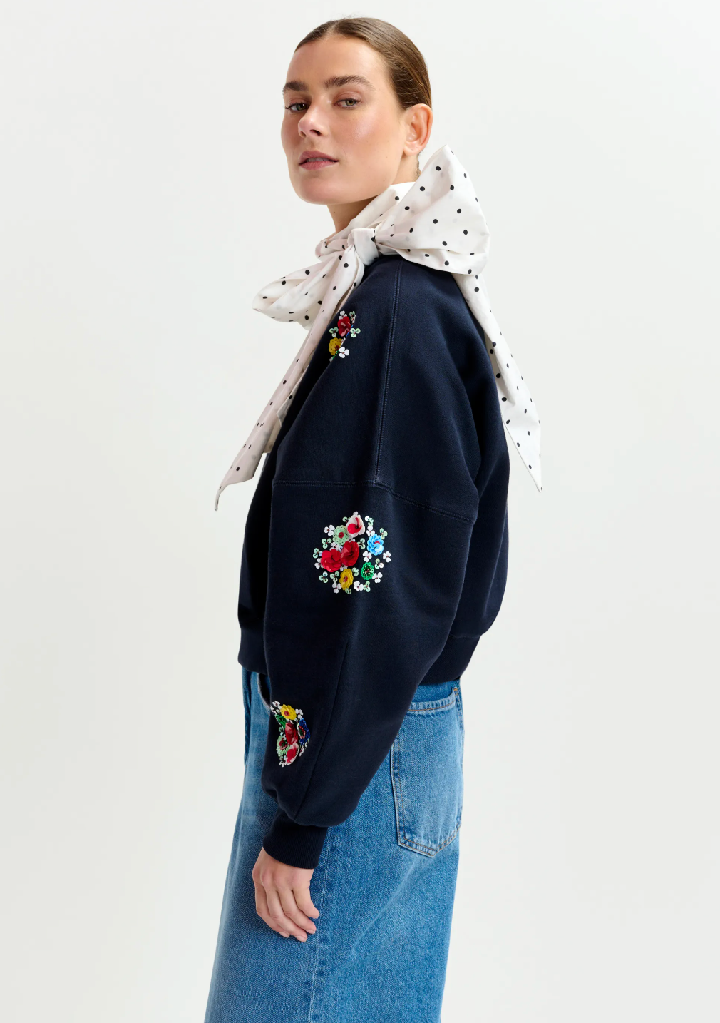 Essentiel Antwerp Itro Embroidered Sweatshirt in Navy