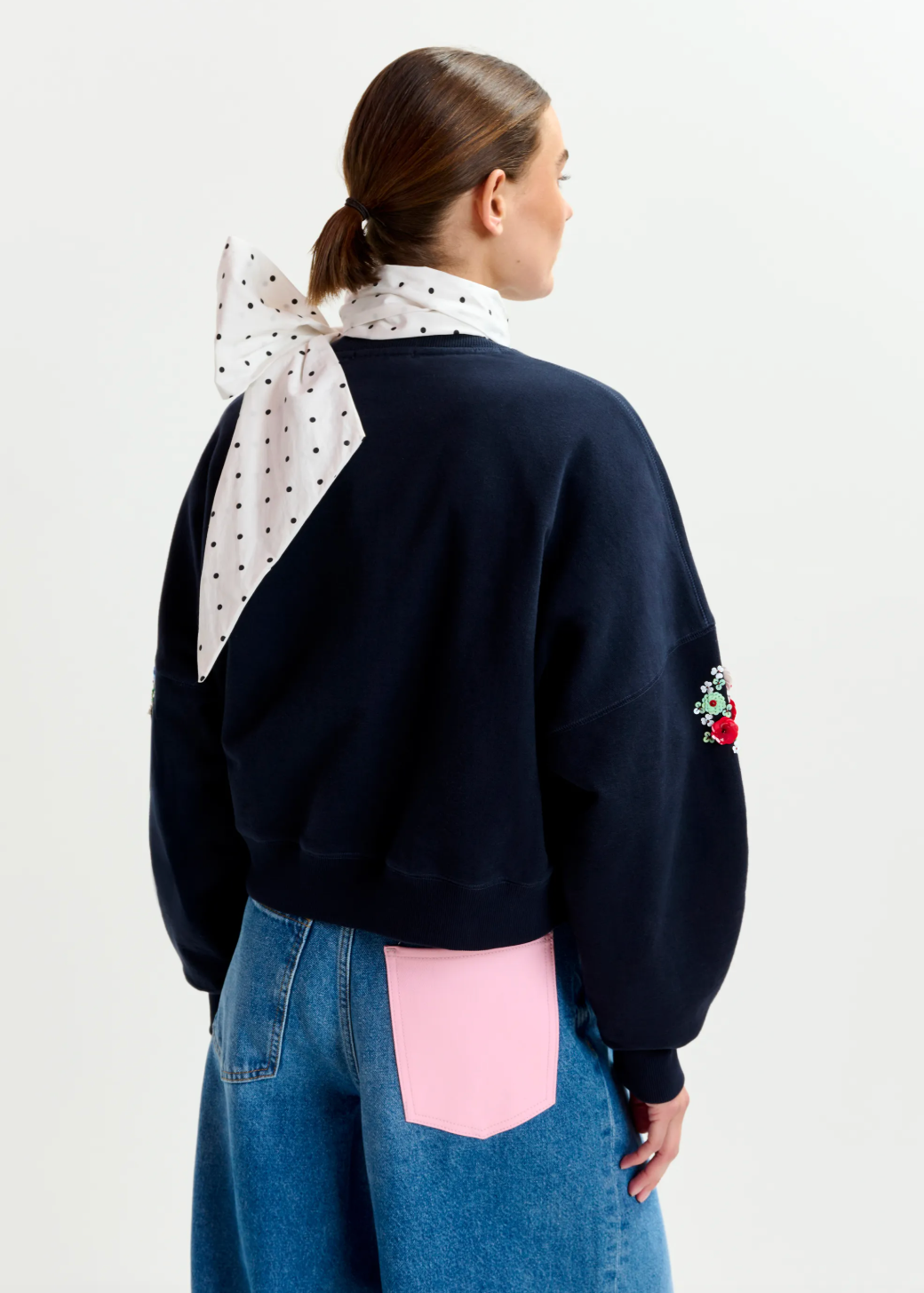 Essentiel Antwerp Itro Embroidered Sweatshirt in Navy