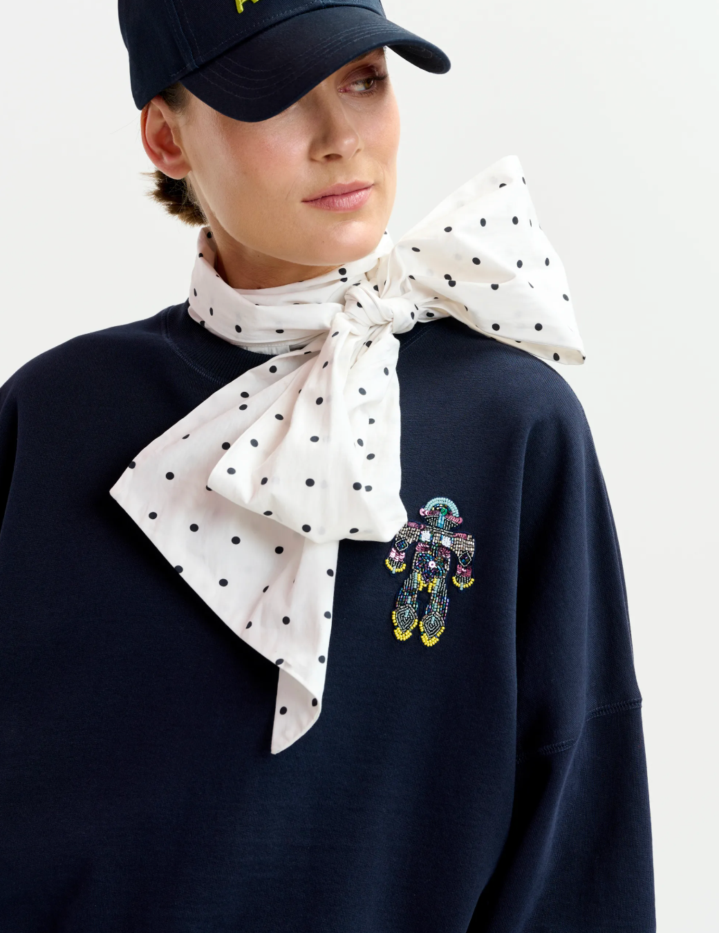Essentiel Antwerp Ibernatus Embroidered Sweat in Navy