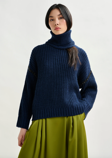 Essentiel Antwerp Indsay Embellished Knit in Black Iris